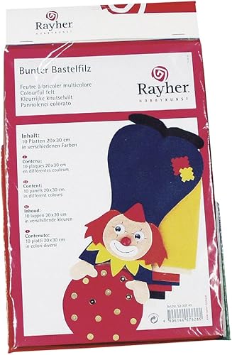 Rayher 5300749 bricolage de feutre 0 8 1 mm 20 x 30 cm 10 couleurs sort. SB Blister de 1set Mélange - Nail Gallerys