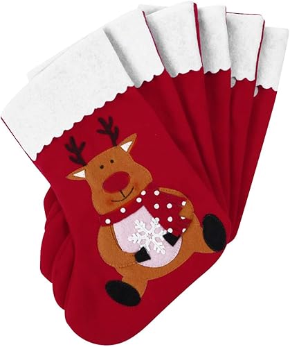 YeahiBaby Lot de 6 Chaussettes de Noël Père Noël, Bonhomme de Neige, Renne, Appliques en Feutre, Cadeaux de Noël, Sacs à Bonbons, décorations d'arbre de Noël - Nail Gallerys