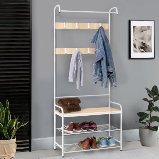 IDMarket - Vestiaire d'entrée PEDRO 79 cm bois et métal blanc design industriel - Nail Gallerys