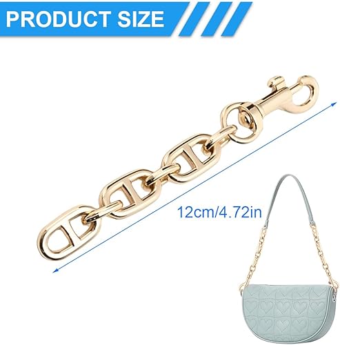 Zeayebsr Lot de 2 rallonges de Sac à Main en Aluminium doré de avec fermoirs pivotants en Alliage - Chaine pour Sac a Main,bandouliere pour Sac a Main,Sangles de Sac à Main en métal - 12 cm - Nail Gallerys