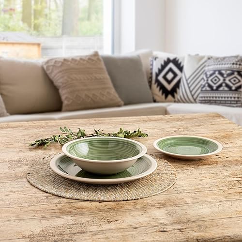 Quid Calypso Service de table en céramique 18 pièces 6 personnes en faïence Passe au micro-ondes Rangez les assiettes dans un endroit sec et ventilé empilable - Nail Gallerys