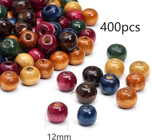 HERZONE Lot de 1000 perles rondes en bois multicolores à enfiler pour la fabrication de bijoux DIY (couleur 8 mm) - Nail Gallerys