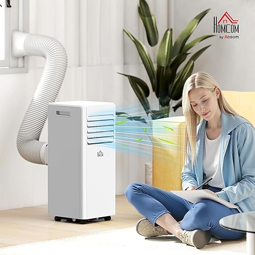 HOMCOM Climatiseur mobile 9000 BTU/H 2,6KW climatiseur portable 4 en 1 refroidissement ventilateur déshumidificateur mode veille minuterie 24H télécommande et verrouillage enfants jusqu'à 20㎡ blanc - Nail Gallerys