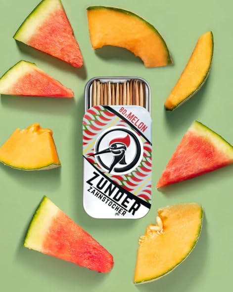 ZUNDER Lot de 80 cure-dents aromatisés dans une boîte élégante - Idéal pour le nettoyage des dents ou pour briser les habitudes désagréables - Goût intense (melon) - Nail Gallerys