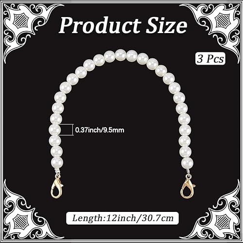 CREATCABIN 3 chaîne de Rechange pour Sac à Main en Perles Extension avec Fermoir Mousqueton Perles D'Imitation Sangle pour Sac à Bandoulière Court et Long Chaîne Décorative de 30.7/60/120cm - Nail Gallerys