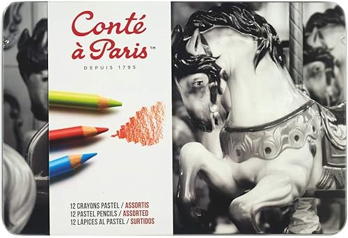 Conté à Paris Boîte Métal Assortiment 12 Crayons Pastel & Blister 2 Crayons Pastel Blanc - Nail Gallerys