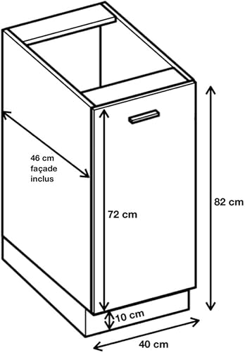 Cuisineandcie - MEUBLE CUISINE BAS ECO Chêne Naturel 1 Porte L 40 cm + 1 étagère - Meuble Bas Cuisine Rangement, Meuble Cuisine, Placard Cuisine Bas - Nail Gallerys