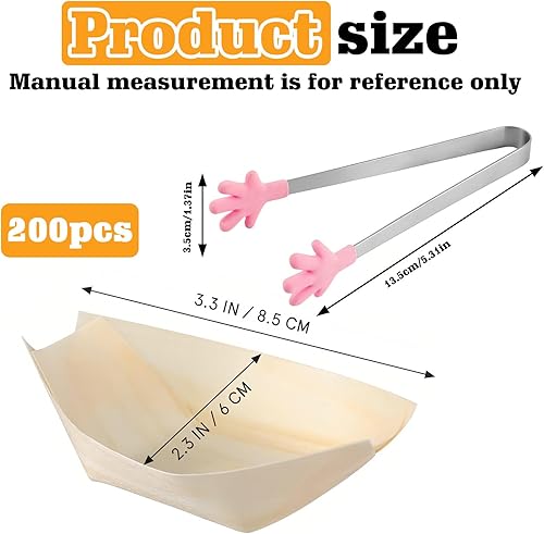 WANDGU 200 pièces de barquettes apéritives : Barquettes à finger food 8,5 x 6 cm, barquettes en bois de pin, barquette biodégradable en bambou, barquette pour saucisses frites sushis - Nail Gallerys