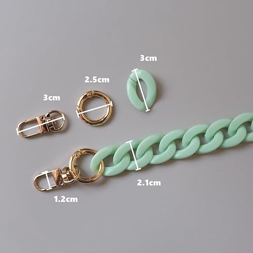 Blausky Chaîne de sac en acrylique, 120 cm de long - Chaîne de rechange brillante - Bandoulière avec boucle en métal amovible - Décoration pour sac à main - Rose fluo - Nail Gallerys