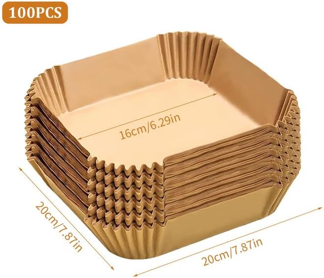Shengxi Papier Sulfurisé pour Friteuse à Air Jetable, 100Pcs Papier Cuisson Air Fryer Carré 16-20cm, Imperméable et Résistant à l'huile Paper Liners pour Air Fryer Four Micro-Ondes - Nail Gallerys