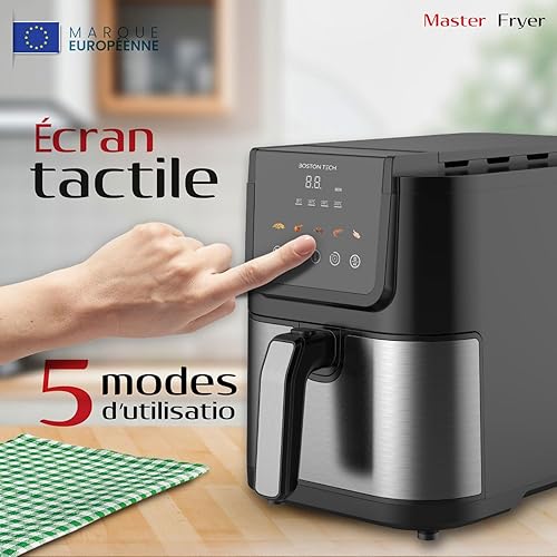 Boston Tech® Friteuse à Air Master Fryer 5L | Air fryer 1500W + 5 Programmes + Commande Tactile + Température Réglable | Panier Céramique sans PFAS + 35% de Capacité en Plus + Minuteur Intégré - Nail Gallerys