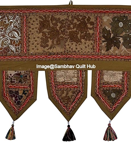 Mehndi - Décoration d'intérieur vintage en coton indien - Motif patchwork - Vert - 100 x 33 cm - Nail Gallerys