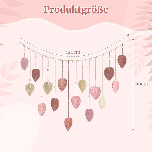 F Fityle Tapisserie murale bohème en macramé - Chic - Tissée - Décoration murale bohème - En coton macramé - Pour salon, chambre à coucher, bureau, mariage, fête - Rose - Nail Gallerys