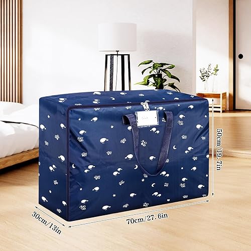Lot de 2 grands sacs de rangement de 105 L avec fermetures éclair pour déménagement, vêtements, literie, couettes, couvertures, sacs de déménagement, conteneurs de rangement de Noël (bleu foncé) - Nail Gallerys