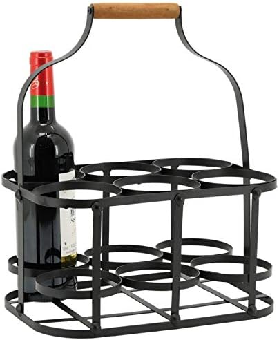 Panier de rangement 6 bouteilles en métal et bois 33.5x22.5x37cm - Nail Gallerys