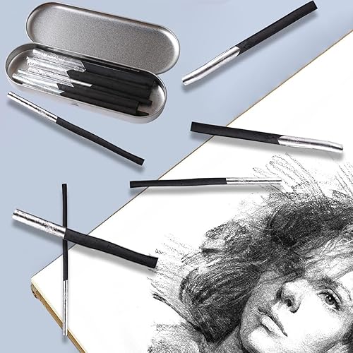 Crayons Fusain, Crayons de Croquis, Crayons Dessin Noir, 10 Pièces Willow Charcoal, pour Le Dessin, Esquisse, Ombrage, pour Des Dessins Impressionnants, 4 Tailles Différentes(9mm, 7mm, 6mm, 5mm) - Nail Gallerys