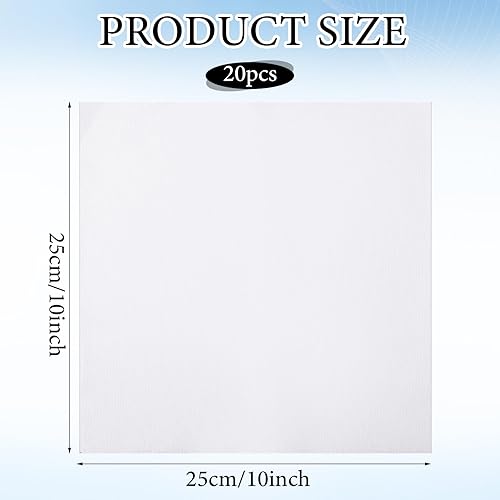 20 Pièces Carrés de Tissu en Coton Blanc Pré-Découpés Tissus de Couleurs Unies pour la Couture et le Bricolage (25 × 25 cm) - Nail Gallerys