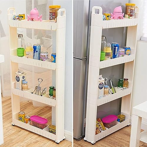 Chariot De Rangement Mince 3/5 Niveaux, Chariot À Roulettes, Organisateur D'étagères De Rangement Mobile Pour Bureau De Buanderie De Salle De Bain De Cuisine, Plastique, Blanc, Largeur 10cm,3 Niveaux - Nail Gallerys