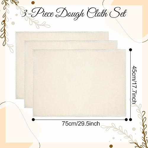 Lot de 3 serviettes en lin pour boulangerie, accessoires de pâtisserie, 75 x 45 cm, tissu à tourbillons en lin naturel, tissu de fermentation, tissu à pain, accessoire de cuisson pour le pain, - Nail Gallerys
