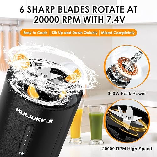 QYCHHJ Mélangeur portable amélioré de 425,2 g pour milkshakes et smoothies Mini mélangeur avec 6 lames, chargement magnétique pour aliments pour bébé, salle de sport, fête des mères - Nail Gallerys