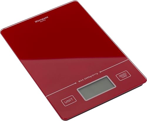 Westmark 30342260 Balance de Cuisine Fun ctiona, Verre, Rouge, 22 x 15,3 x 2 cm - Nail Gallerys