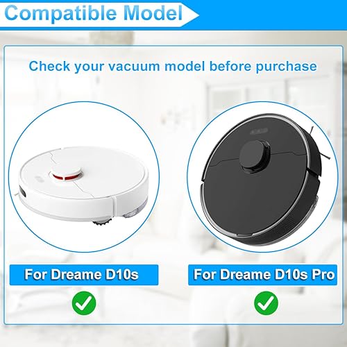 EATBALE D10s Pièces de rechange Accessoires pour Dreame D10s /D10s Pro Robot Aspirateur Set, 1 x Brosse principale en caoutchouc, 4 x brosses latérales, 4 x lingettes pour vadrouille, 4 x filtres HEPA - Nail Gallerys