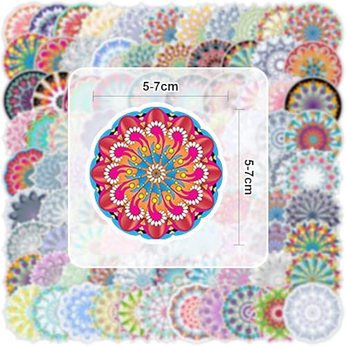 100 Pièces Autocollants Mandala, Stickers Mandala Esthétiques Vintage, Autocollants Imperméables en Vinyle, Autocollant Graffiti pour Scrapbooking, Ordinateur Portable, Skateboard, Bagage - Nail Gallerys