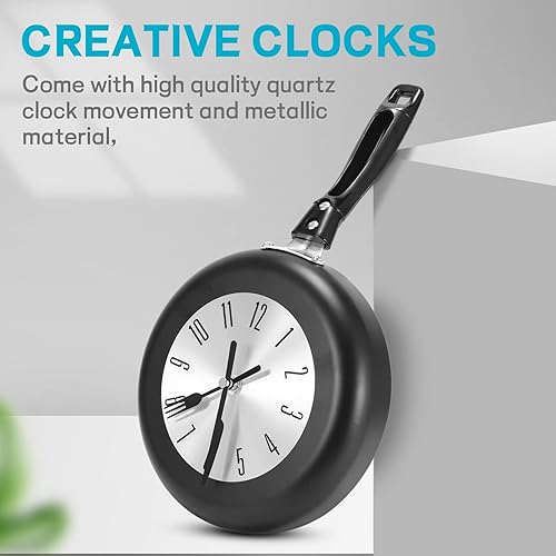 Hopbucan 8 Pouces Poêle Design Horloge Murale Suspendue Horloge de Cuisine Métal, Horloge Murale Un Thème, pour la Décoration de la Chambre de, Noir - Nail Gallerys