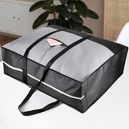 SUNNOW Lot de 4 grands sacs de déménagement de 140 L avec fermeture éclair pour déménagement - Sac de rangement extra large avec couvercle pour vêtements, literie, couettes, couvertures, sacs de - Nail Gallerys