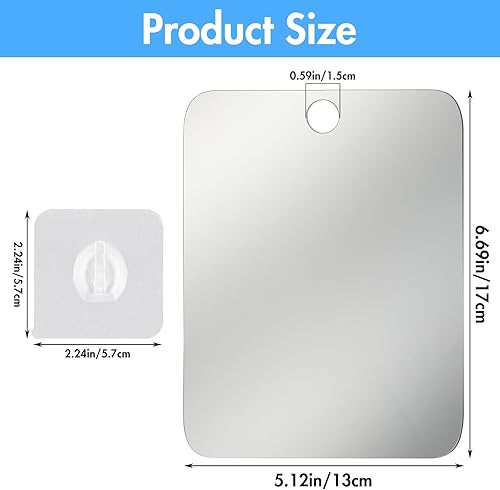 Dimeho Miroir de Rasage Sans Cadre - Miroir de Douche Sans Perçage, Cosmétique Incassable, Suspendu, Portable Pour Camping, Voyage Avec Crochet Pour Homme - Nail Gallerys