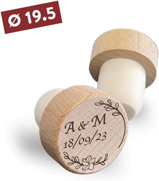 Bouchon bouteille vin Personnalisable avec gravure Texte, logo, prénom… Bouchon de liege et bois 75cl 30 mm [ Bouchon de vin personnalisé ] - Nail Gallerys