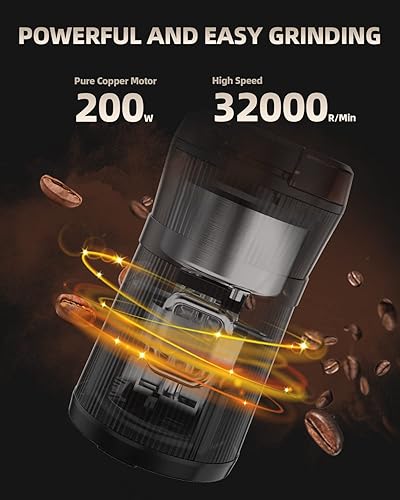 Moulin à Café, UUOUU 200W Moulin a Cafe Electrique, moulin epices electrique et moulin à noix pour grains de café, céréales, épices, lame en acier inoxydable, capacité de 60g, marron - Nail Gallerys