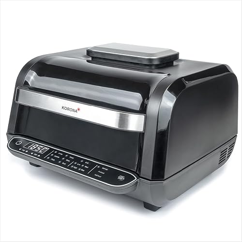 Korona 46160 Barbecue électrique |multifonctions 8 en 1| Friteuse à air chaud, four, four à pizza, fonction rôtissage, gril |4 niveaux de cuisson | Gril, panier de cuisson et marmite| Nettoyage facile - Nail Gallerys
