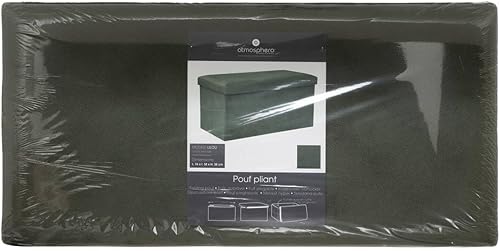Atmosphera - Pouf Pliant Double Lilou en Velours 76x38cm Vert Kaki - Nail Gallerys