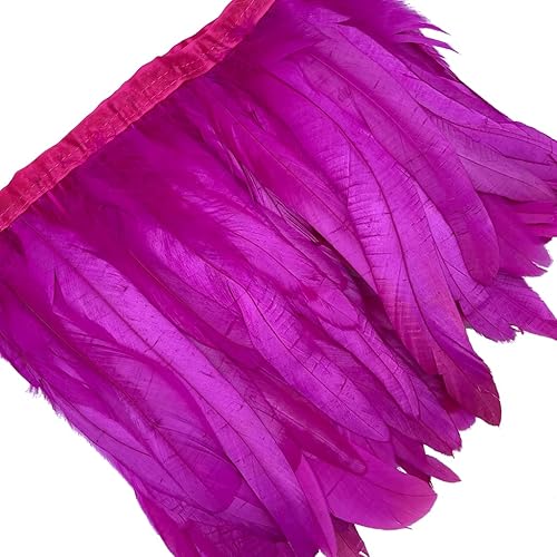 Sowder Frange en plumes de coq - 20,3 à 25,4 cm de large - Pour bricolage, couture, loisirs créatifs, décoration - Fuchsia - Nail Gallerys