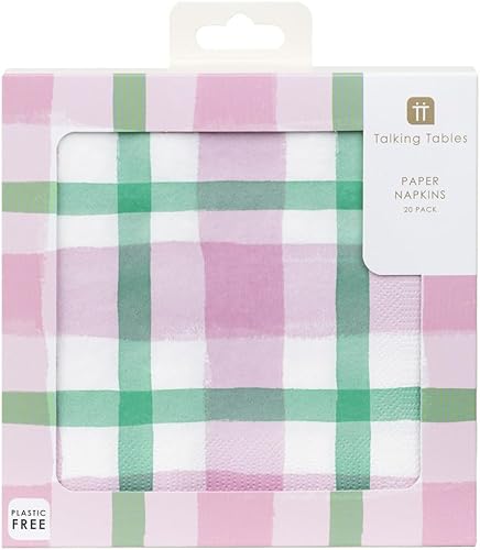 Talking Tables 20 x serviettes de table à carreaux vichy rose et vert pour goûter, pique-nique, fête des mères | Décorations de table de Pâques, serviettes de printemps pour découpage | - Nail Gallerys