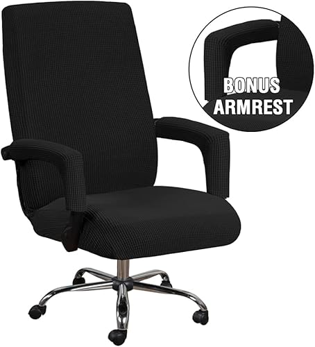 Bestenrose Housse de chaise de bureau extensible à dossier haut avec accoudoirs, en polyester jacquard lavable, pour protection universelle de chaises rotatives - Nail Gallerys