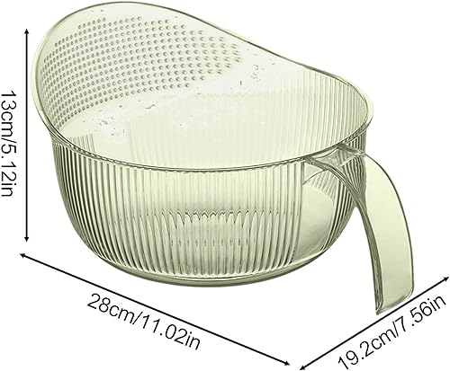 Bol passoire à riz avec égouttoirs, bol de lavage de riz multifonctionnel, bol passoire pour rincer les fruits, passoire à riz de qualité alimentaire, passoire à riz avec égouttoirs latéraux - Nail Gallerys