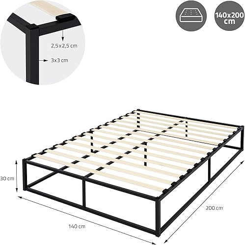 ML-Design Lit à Cadre en Métal 160x200 cm sur Cadre en Acier avec Sommier à Lattes, Noir, Robuste, Montage Facile, Espace de Rangement, Design Moderne, Lit Double Adultes pour Chambre à Coucher - Nail Gallerys