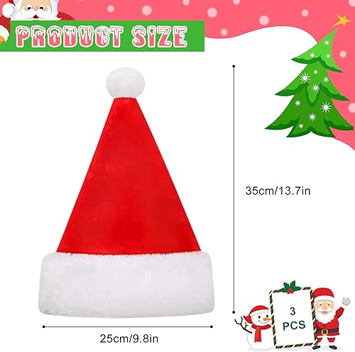 JIASHA Lot de 3 Bonnet noel,Chapeaux de Père Noël,bonnet de noel adulte,bonnet noel adulte,bonnet pere noel,Bonnet en Peluche de Noël,Bonnet de Noël Unisexe,pour Noël Nouvel An Fête Supplies - Nail Gallerys