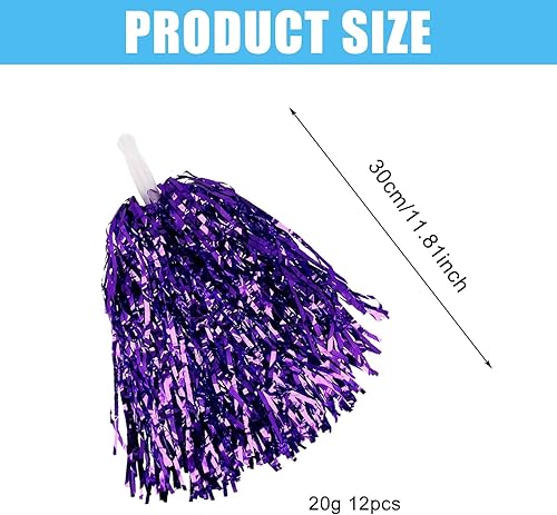 Lot de 12 pompons de pom-pom girl - Pour événements sportifs, jeux de balle, danses, fêtes de carnaval, violet - Nail Gallerys