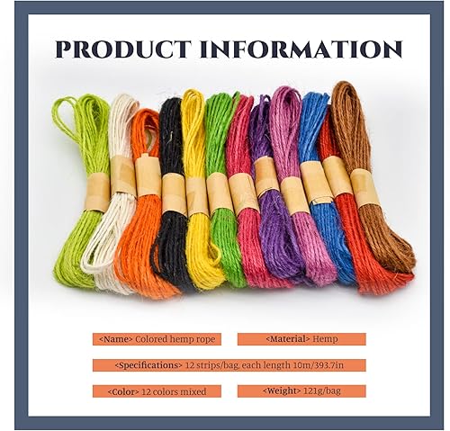 Skyzone 12 Couleurs Cordon de Fil Corde de Lin Multicolore, Cordon pour Bracelet, Emballage Cadeau, œuvres d'art, Artisanat de Bricolage(10 m par Chaque Couleur) - Nail Gallerys