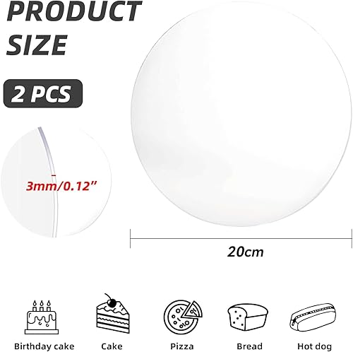 Wubushan Disque Acrylique Patisserie 20cm, 2Pcs Disque Gateau, Lissage Gateau Patisserie, Assiettes à Gâteau Cake Board Réutilisable pour le Transport de Gâteaux, Peinture - Nail Gallerys