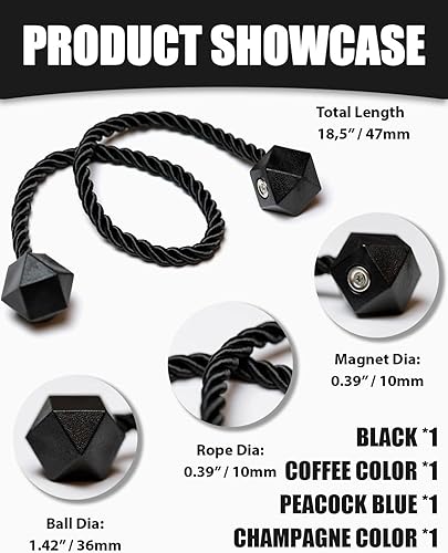 MYGLOAR 4 Paquets d'embrasses de Rideaux magnétiques Attaches Rideaux en Coton tissé à la Main Supports de Rideaux embrasses à Rideaux Attaches de Rideaux pour Rideaux Bohême(4 couleurs) - Nail Gallerys