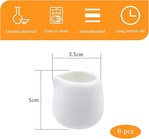 LOREC 8 Pièces Mini Pot a Lait Mini Pichet Crémier Petits Pots à Lait en Porcelaine Blanche Mini Pot à Lait Porcelaine Pichet à Sauce pour Café Lait Salade Miel Sauces - Nail Gallerys