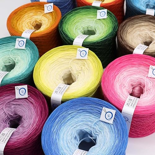 Bobbel - Ombré - Fil dégradé de couleur - 267 g - 4 brins - 1000 m - Pour tricot et crochet, laine, fil pour tricot et crocheting (213) - Nail Gallerys