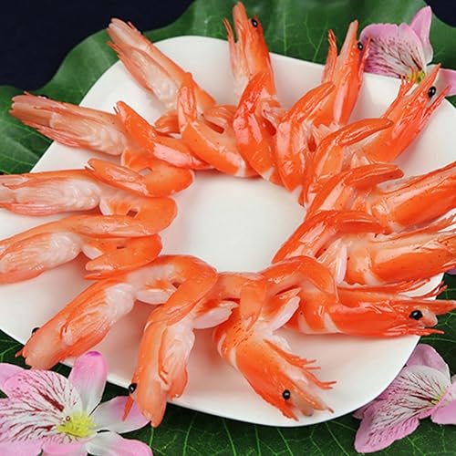 AOKWAWALIY 4 Pièces Figurines de crevettes artificielles crevette Jouet décor Jouets Nourriture simulée modèle de crevette Artificielle Crabe Faux Aliment Mali Accessoires Fausse crevette PVC - Nail Gallerys