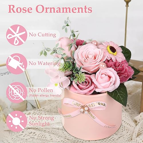 Cyiecw Boîte Cadeau de Roses Éternelles Roses - Bouquet de Fleurs Artificielles Parfumées, Cadeau Romantique pour Mère/Petite Amie/Épouse/Grand-mère, Saint-Valentin Anniversaire Noël Fête des Mères - Nail Gallerys