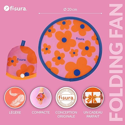 fisura. – Pack éventails ronds pliables (5 unités). Ventilateur de main original, frisbee compact et léger. Idéal pour se rafraîchir en été et animer les événements. 20 cm - Nail Gallerys
