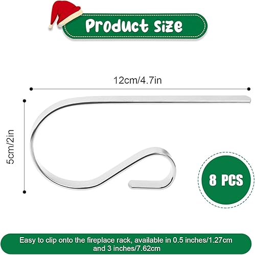 NQEUEPN 8pcs Crochets Porte Bas Noël, Mentaux Crochet de Cheminée de Noël Crochets de Bas de Cheminée Cintres Manteau Cheminée pour Décorations de Fête de Noël (Or) - Nail Gallerys